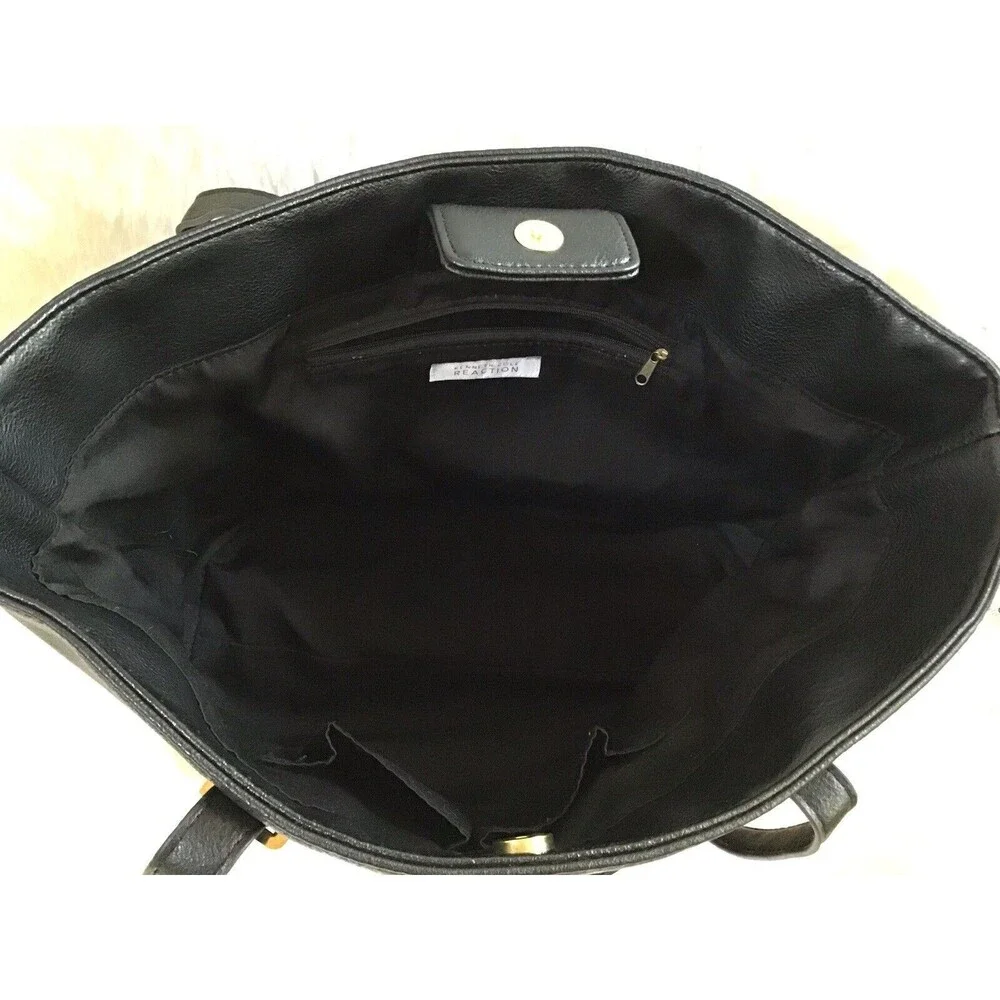 Kenneth Cole Reaction Tote Black Gold Color Block Medium Classic Preppy - Picture 10 of 10